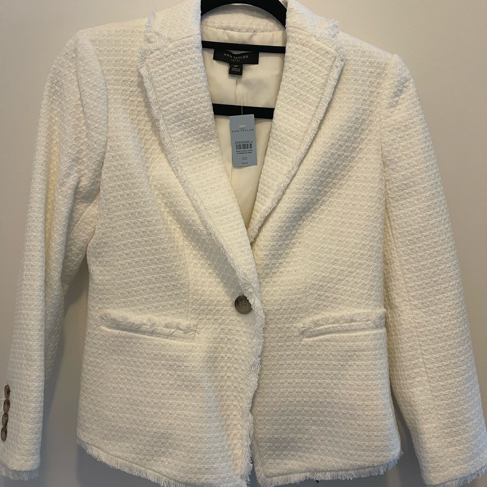 Ann Taylor White Textured Blazer